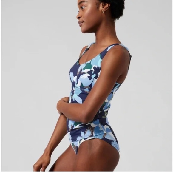 💙💙Athleta Bondi Bra Cup Hero Bloom Blue Square Neck Tankini Top Size 40 D/DD💙 - Picture 5 of 13